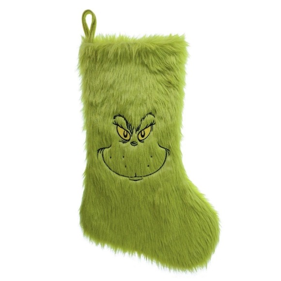 Grupo Ruz Other - Dr.‎ Seuss' The Grinch Stole Christmas Furry Green Grinch Face 20 inch Stocking